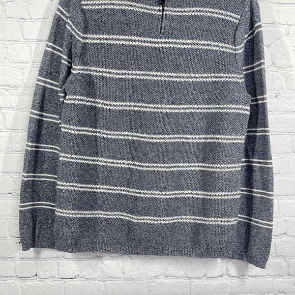 Talbots Sweater Women Size XL Gray Stripe Long Sleeve Winter Pullover - Picture 7 of 13